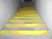 Fire stairs with non slip strips